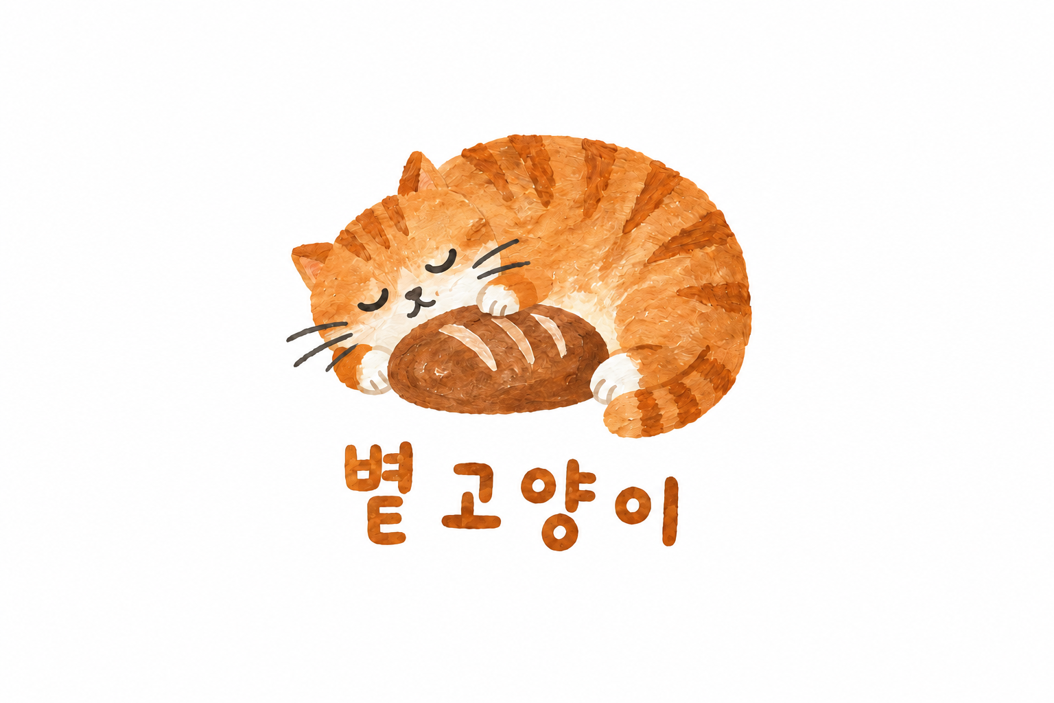 볕고양이 일러스트 로고 — 흰색 배경